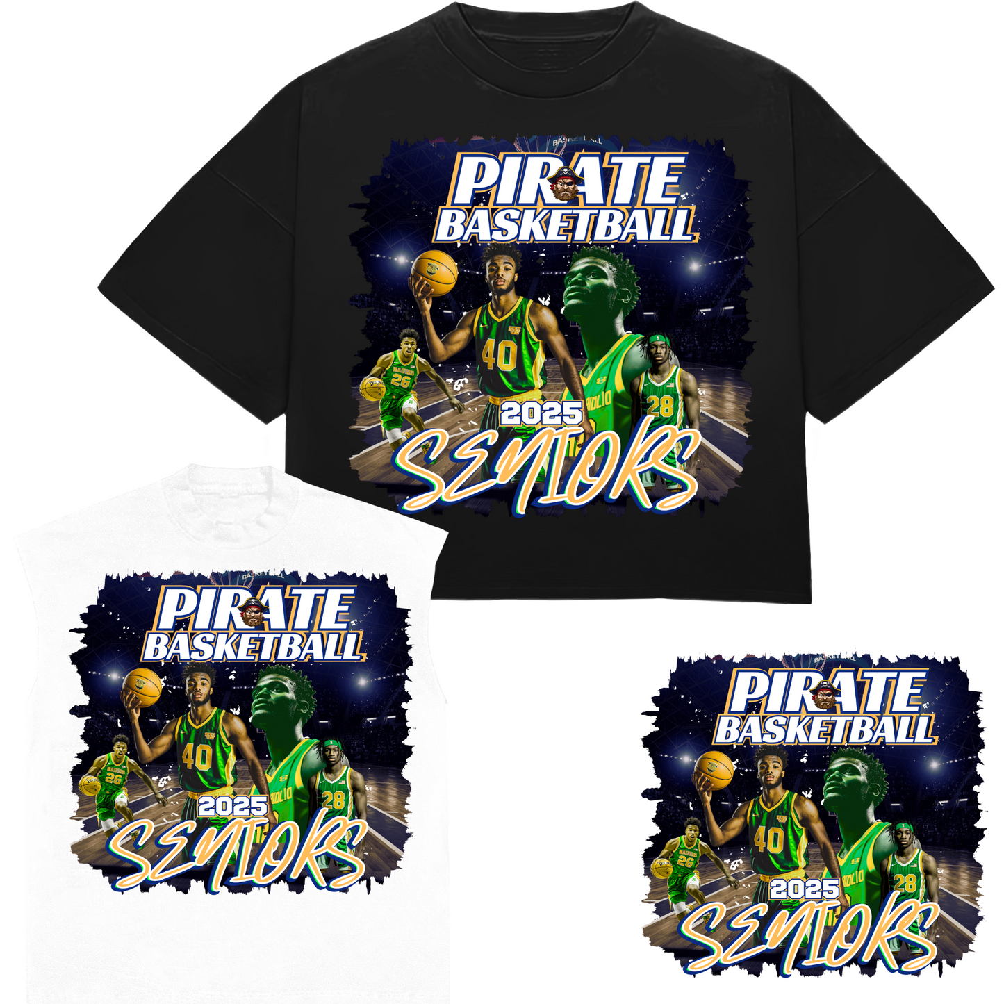 Basketball shirt template bundle with editable team logos, mascots, and player names for custom apparel