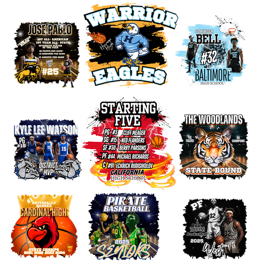 Editable PNG basketball T-shirt design templates – customizable team graphics for sports apparel and merch